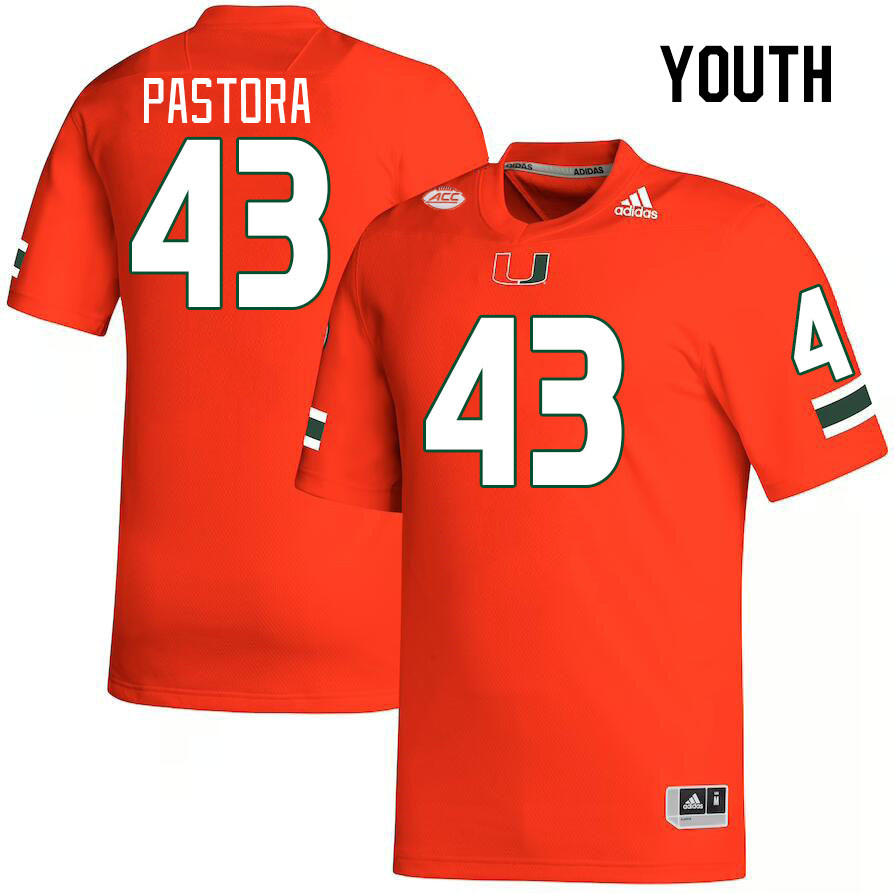 Youth #43 Chris Pastora Miami Hurricanes College Football Jerseys Stitched Sale-Orange
